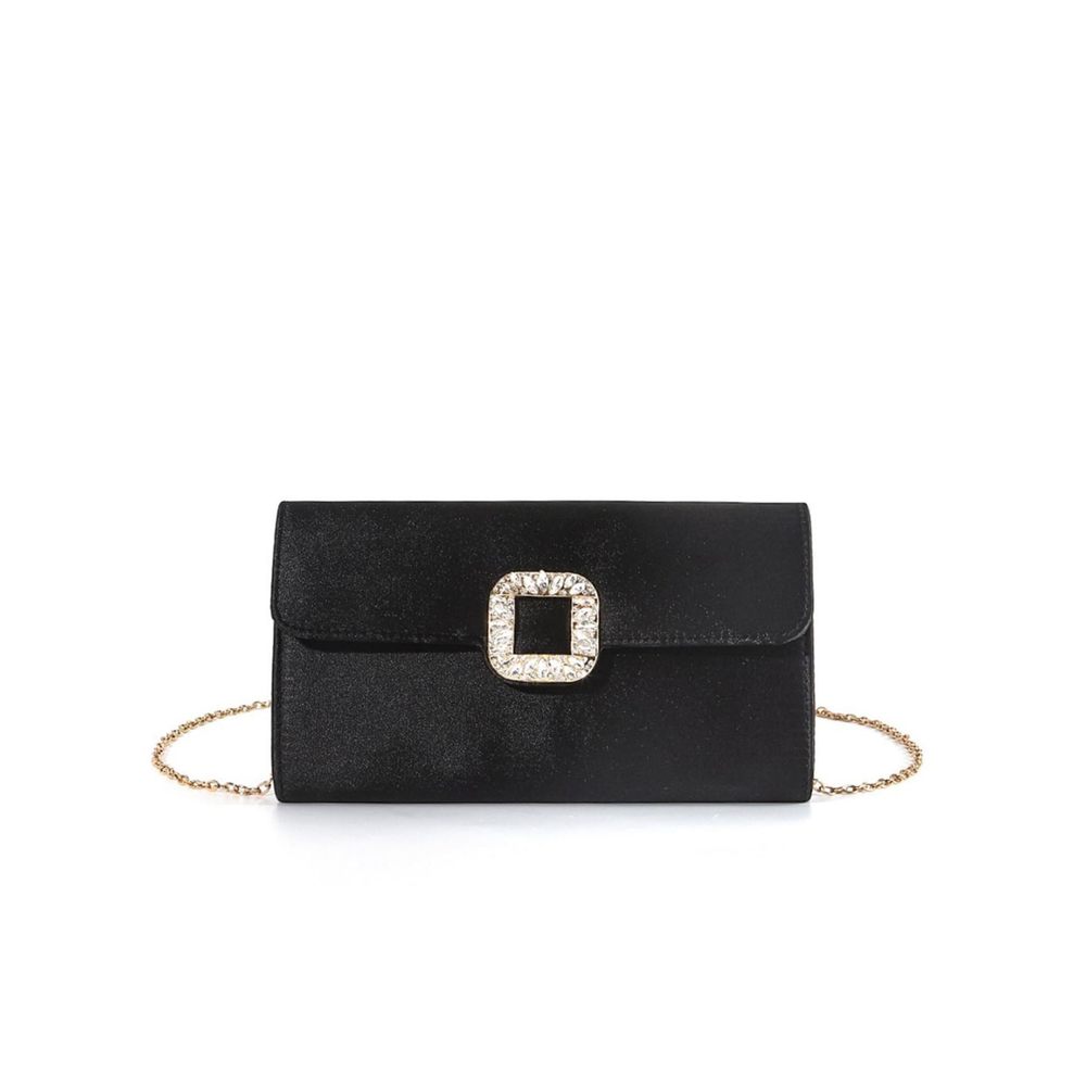 Satin Rhinestone Sparkly Buckle Evening Clutch Purse Bags Underarm :^)